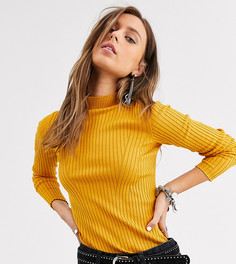 Темно-желтый базовый джемпер в рубчик Bershka