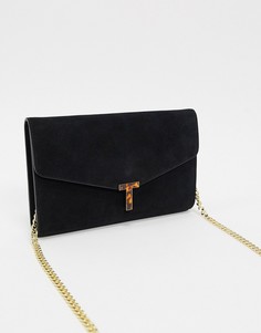 Черный клатч с Т-образной черепаховой застежкой Ted Baker