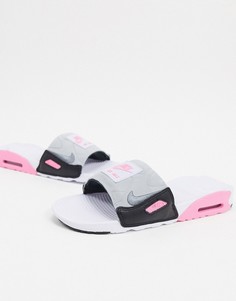 Бело-розовые шлепанцы Nike Air Max 90-Белый
