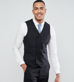 Черный узкий жилет из 100% шерсти ASOS TALL