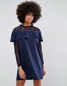 Платье с кружевом и рюшами Unique21-Темно-синий