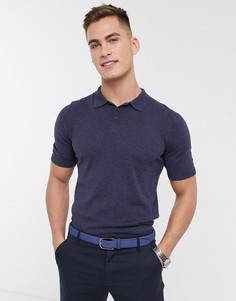 Темно-синяя трикотажная обтягивающая футболка-поло ASOS DESIGN-Темно-синий