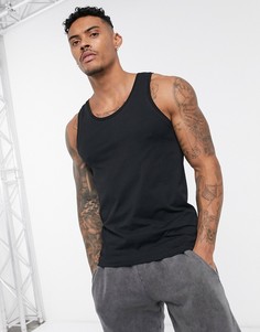 Черная обтягивающая майка из органического хлопка ASOS DESIGN-Черный