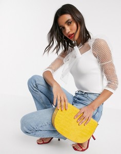 Белая блузка из органзы с бантом River Island-Белый
