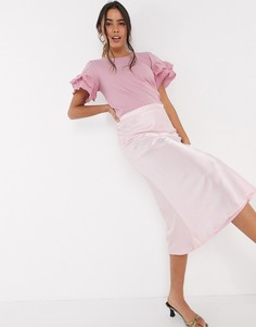 Розовая футболка с короткими рукавами и вышивкой ришелье River Island-Розовый