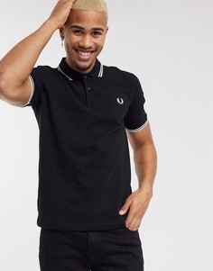 Черная футболка-поло с логотипом и окантовкой Fred Perry-Черный
