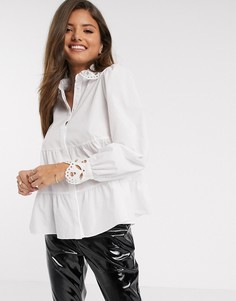 Белая ярусная рубашка River Island-Белый