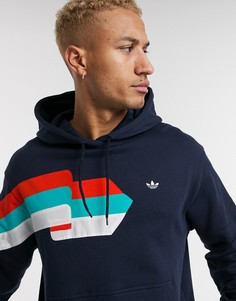 Худи темно-синего цвета с вышивкой adidas Originals-Темно-синий
