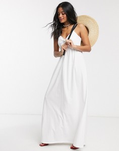 Белый сарафан макси на бретелях с завязкой ASOS DESIGN