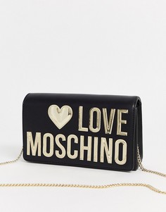 Черная маленькая сумка через плечо с логотипом Love Moschino-Черный