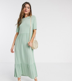 Шалфейно-зеленое свободное платье миди ярусного кроя ASOS DESIGN Tall-Зеленый