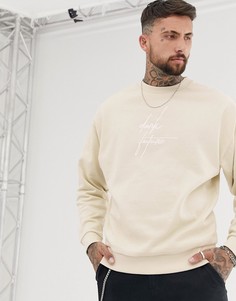 Бежевый oversized-свитшот с принтом ASOS DESIGN x Dark Future-Черный