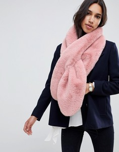 Оversize-шарф из искусственного меха ASOS DESIGN-Розовый