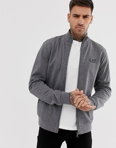 Серый свитшот на молнии с логотипом Armani EA7