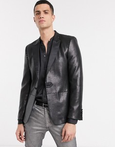 Черный приталенный пиджак с пайетками ASOS DESIGN