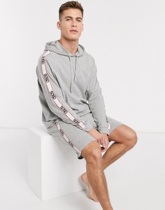 Серая меланжевая пижама с oversized-худи и шортами ASOS DESIGN-Серый