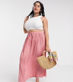 Розовая юбка макси из жатой ткани ASOS DESIGN Curve-Мульти