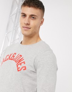 Лонгслив с логотипом на груди Jack & Jones-Серый