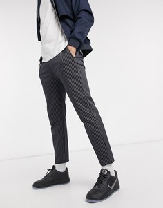 Темно-синие строгие джоггеры в полоску Topman-Темно-синий