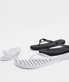 Набор из 2 пар шлепанцев (черные/ белые) Truffle Collection-Мульти