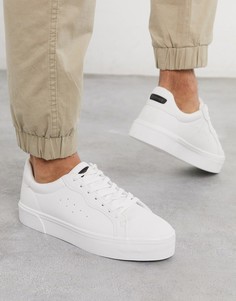 Белые кроссовки с темно-синей вставкой Bershka-Белый