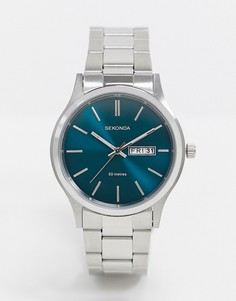 Серебристые наручные часы с синим циферблатом Sekonda эксклюзивно для ASOS-Серебряный