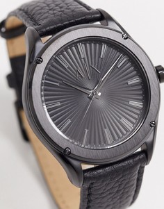 Черные часы с кожаным ремешком Armani Exchange Fitz AX2805-Черный