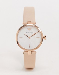 Часы с розовым кожаным ремешком Emporio Armani AR11199-Розовый