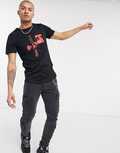 Черная длинная футболка с принтом "new generation" Jack & Jones Originals-Черный