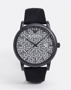 Черные часы с кожаным ремешком Emporio Armani AR11274-Черный