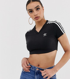 Черная укороченная футболка с тремя полосами adidas Originals adicolor-Черный