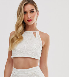 Комбинируемый кроп-топ с ацтекским узором и шнуровкой сзади ASOS DESIGN-Белый