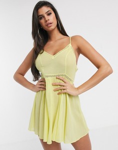 Зеленое пляжное платье мини с кружевными вставками ASOS DESIGN-Зеленый