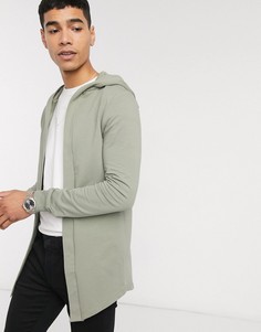 Облегающий кардиган цвета светлого хаки с капюшоном ASOS DESIGN-Зеленый