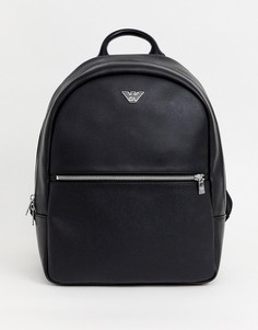 Черный рюкзак с металлическим логотипом Emporio Armani