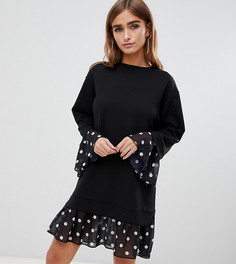 Платье-свитшот 2 в 1 с отделкой ASOS DESIGN Petite-Черный