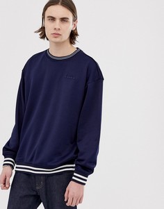 Темно-синий oversize-свитшот с большим логотипом в стиле ретро на спине Diadora barra