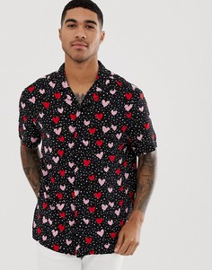 Свободная рубашка в сердечко ASOS DESIGN-Черный