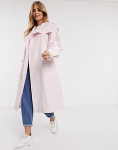 Розовый тренч с каскадной отделкой ASOS DESIGN