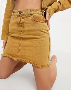 Коричневая джинсовая мини-юбка ASOS DESIGN-Коричневый