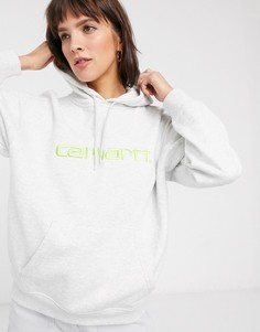 Oversized-худи с вышитым логотипом неоновой расцветки Carhartt WIP-Серый