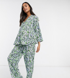 Пижама из 100% модала с цветочным принтом ASOS DESIGN Maternity-Зеленый