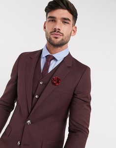 Приталенный бордовый пиджак ASOS DESIGN wedding-Красный