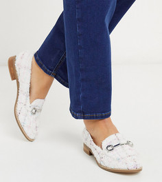 Белые твидовые лоферы для широкой стопы ASOS DESIGN-Мульти