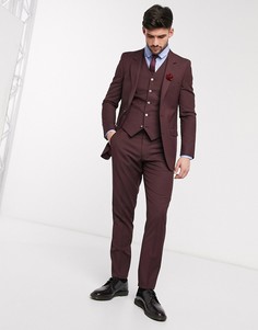 Бордовые узкие брюки ASOS DESIGN wedding-Красный