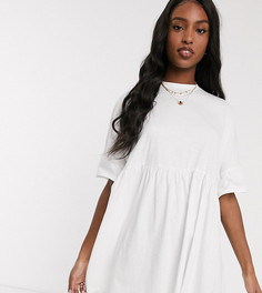 Белое свободное платье с оборками ASOS DESIGN Tall-Белый