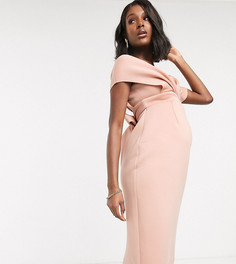 Платье-футляр миди со спущенными плечами и завязкой ASOS DESIGN Maternity-Черный