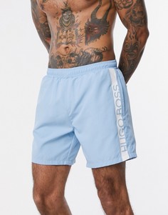 Голубые шорты для плавания с логотипом BOSS-Синий