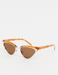 Солнцезащитные очки "кошачий глаз" в металлической оправе ASOS DESIGN-Коричневый