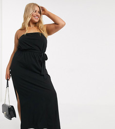Черное платье макси с вырезом-бандо ASOS DESIGN Curve-Черный
